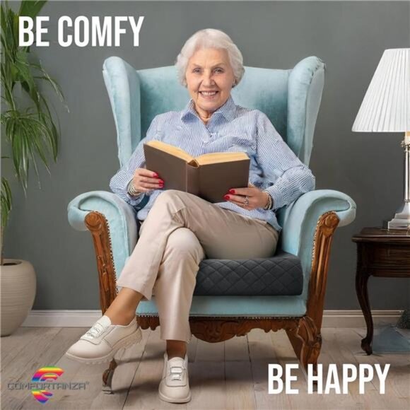 Memory Foam Chair Cushion Recliner Seat Pad Armchair Non Slip Waterproof Black - Picture 6 of 8